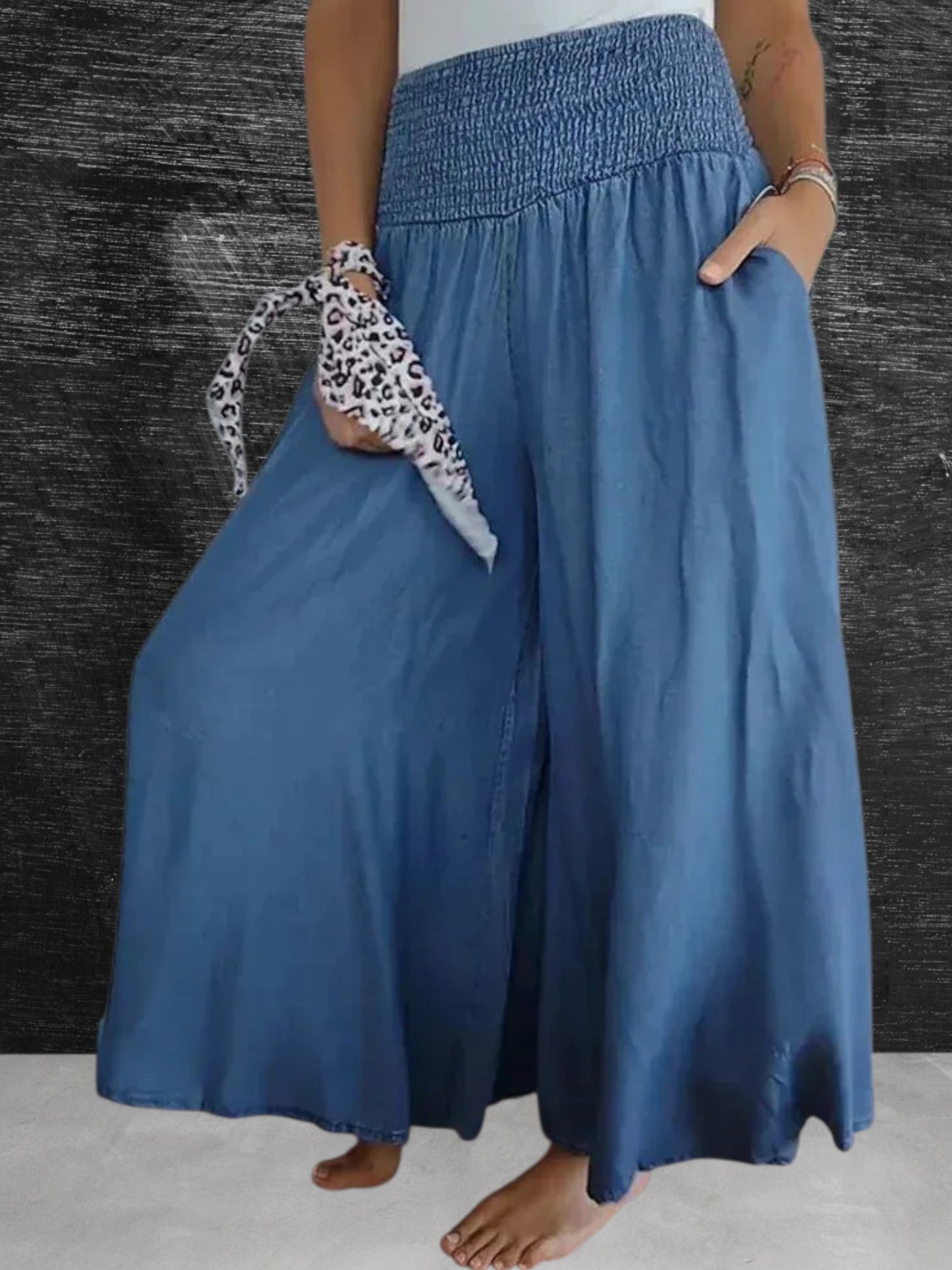 Aslaug | Women's Lightweight Culotte Pants with Elastic Waist and Pockets, Loose Fit for Summer
