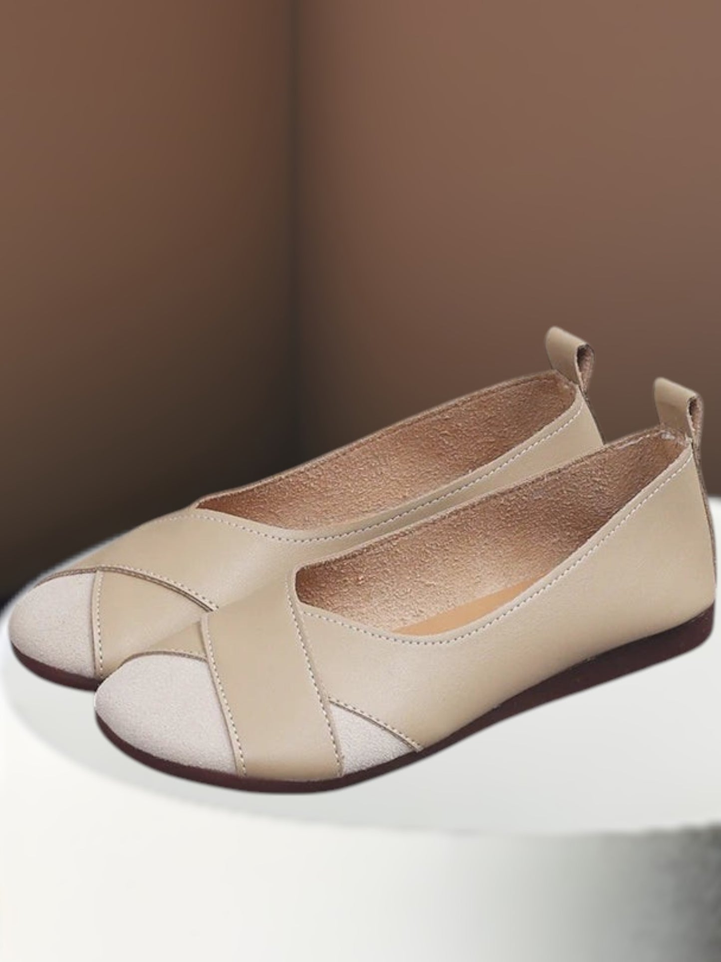 Tilde | Women's Orthopedic Ballerina Shoes in Soft PU Leather with Crossed Design and Slip-On Comfort