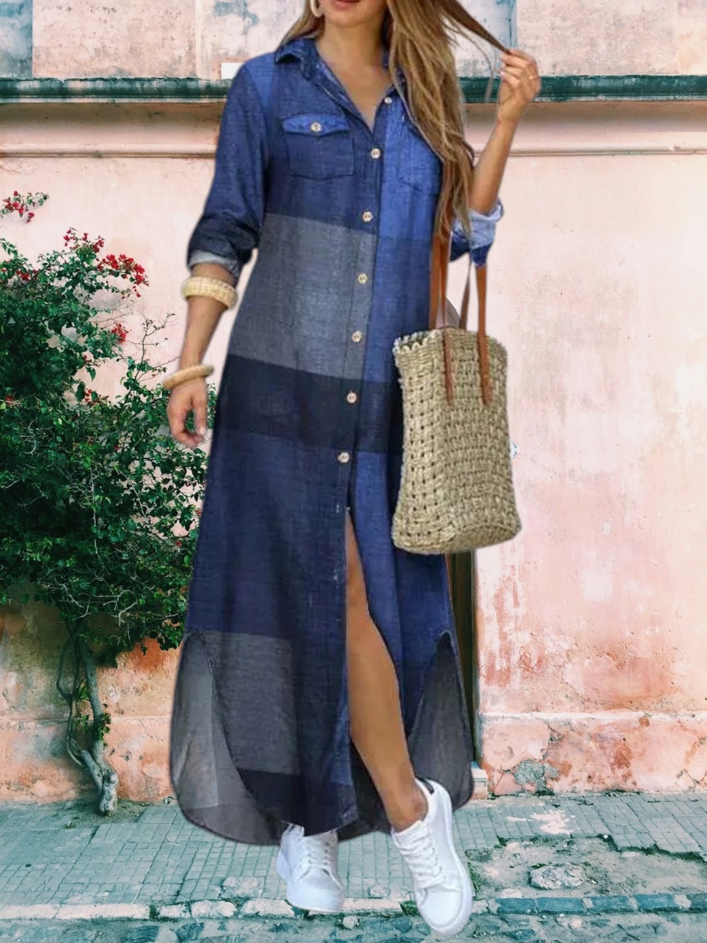 Nanna | Women's Plus Size Denim Maxi Dress for Summer with Sleeveless Design