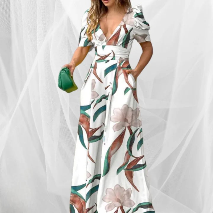 Women’s V-Neck Wide Leg Jumpsuit – Stylish & Versatile