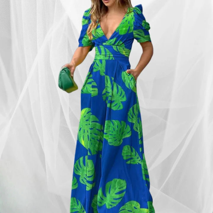Women’s V-Neck Wide Leg Jumpsuit – Stylish & Versatile