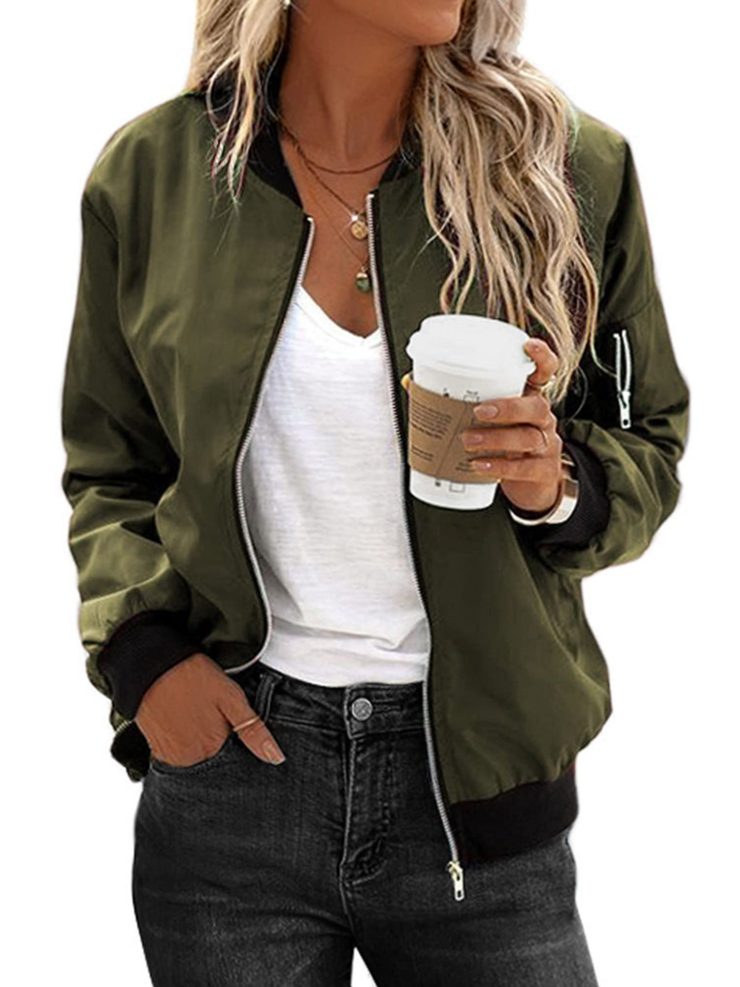 Bomber Jacket for Women | Classic Fit | Army Blue