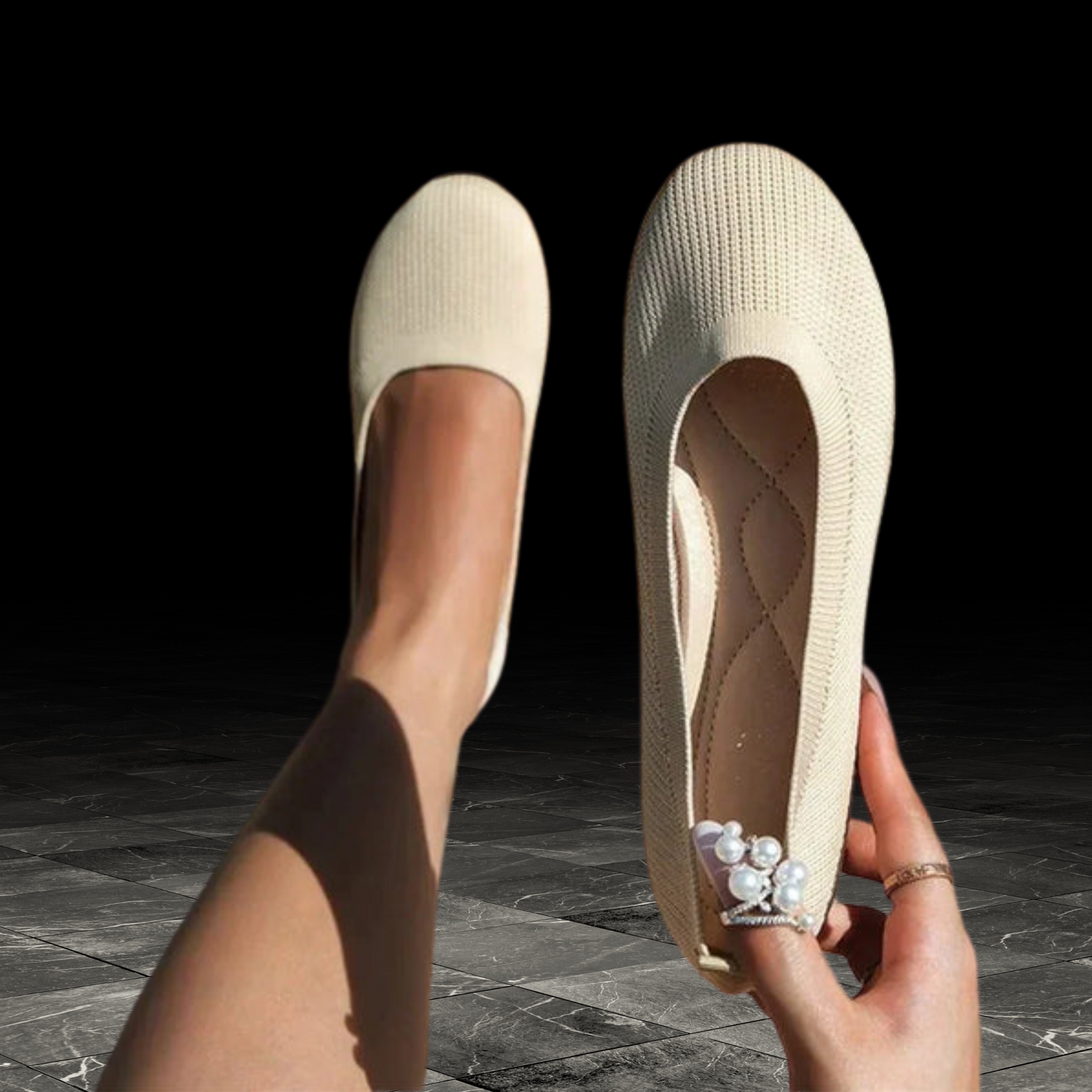 Breathable, Lightweight and Comfortable Women's Ballerina Shoes | Beige