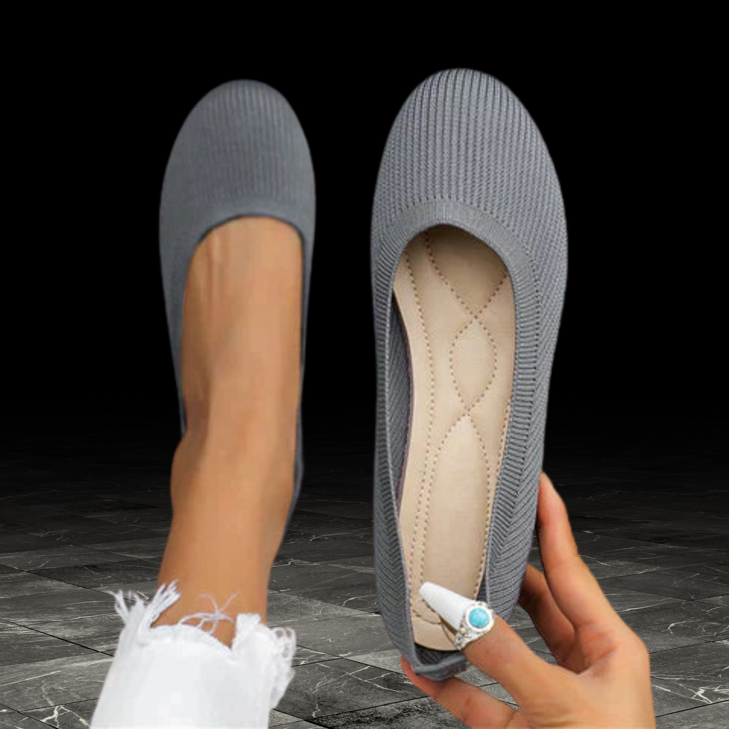 Breathable, Lightweight and Comfortable Women's Ballerina Shoes | Gray