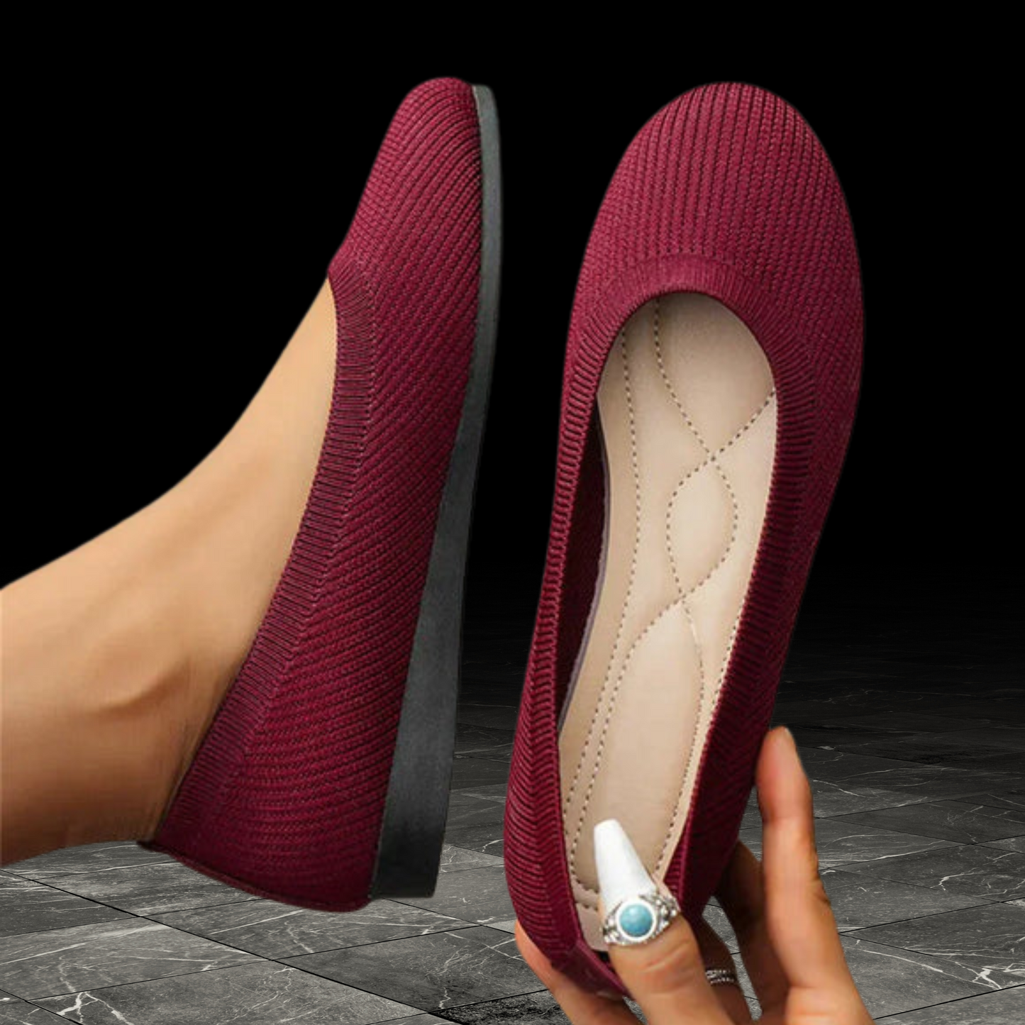 Breathable, Lightweight and Comfortable Women's Ballerina Shoes | Red
