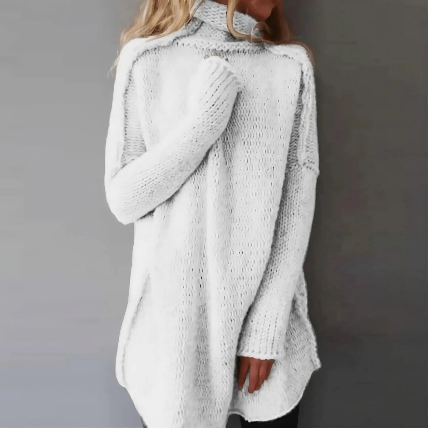Cable Knit Sweater for Women | Long Sleeve | White