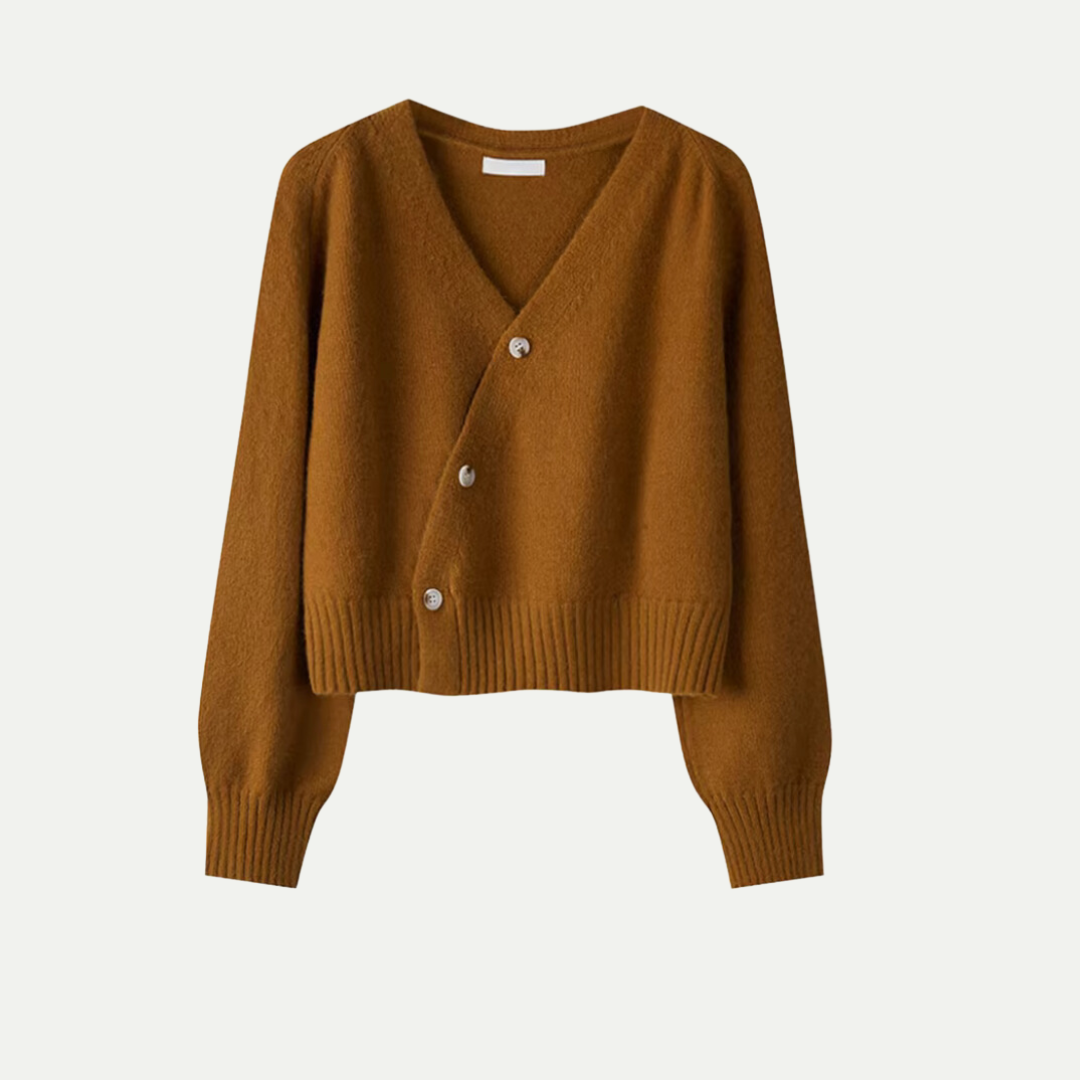 Cardigan for Women Oversized Skew Button Design | Brown