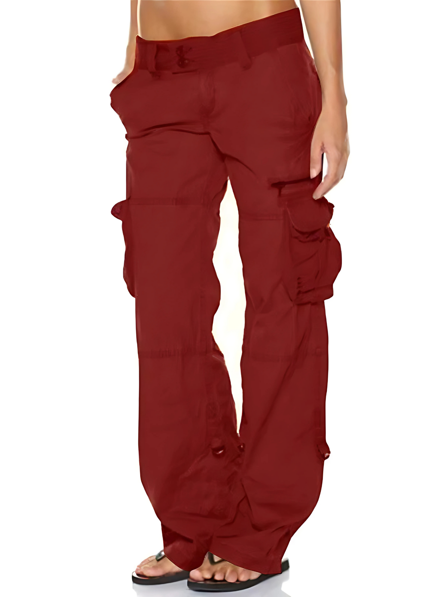 Cargo Pants for Women | Relaxed Fit with Pockets | Burgundy