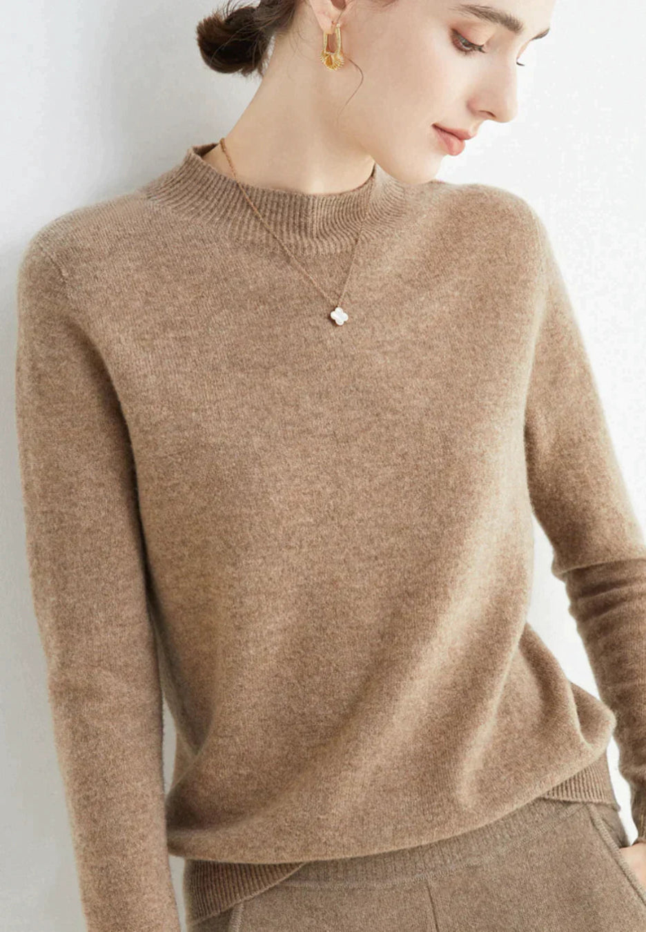 Cashmere Sweater Women | Cozy Fit, Long Sleeve | Brown