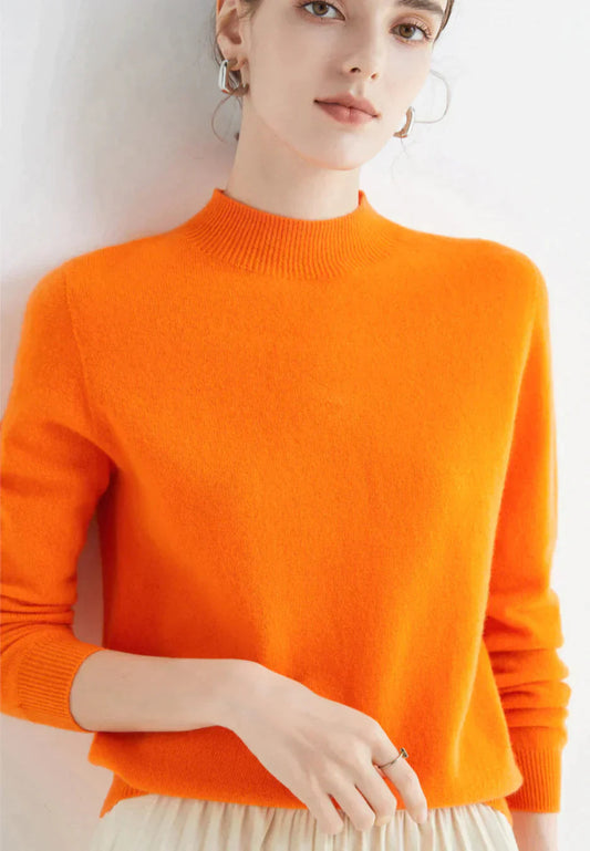 Cashmere Sweater Women | Cozy Fit, Long Sleeve | Orange