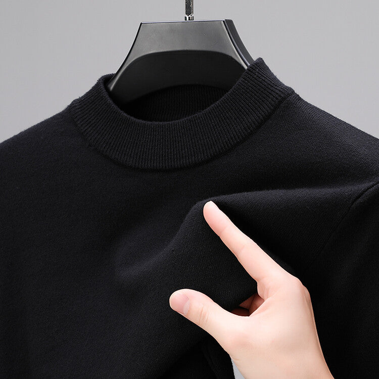 Cashmere Sweater for Men's | Elegant Hem, Tailored Fit | Black