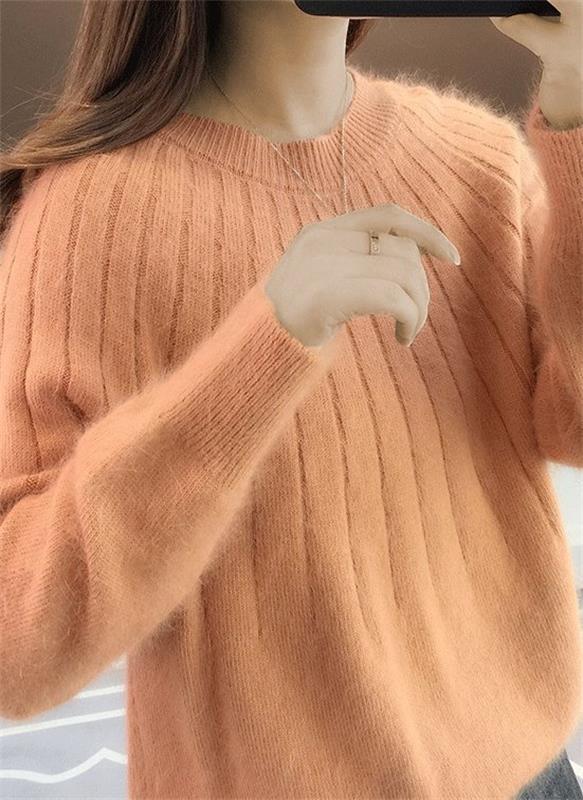 Cashmere Sweater for Women | Elegant Long Sleeve | Orange