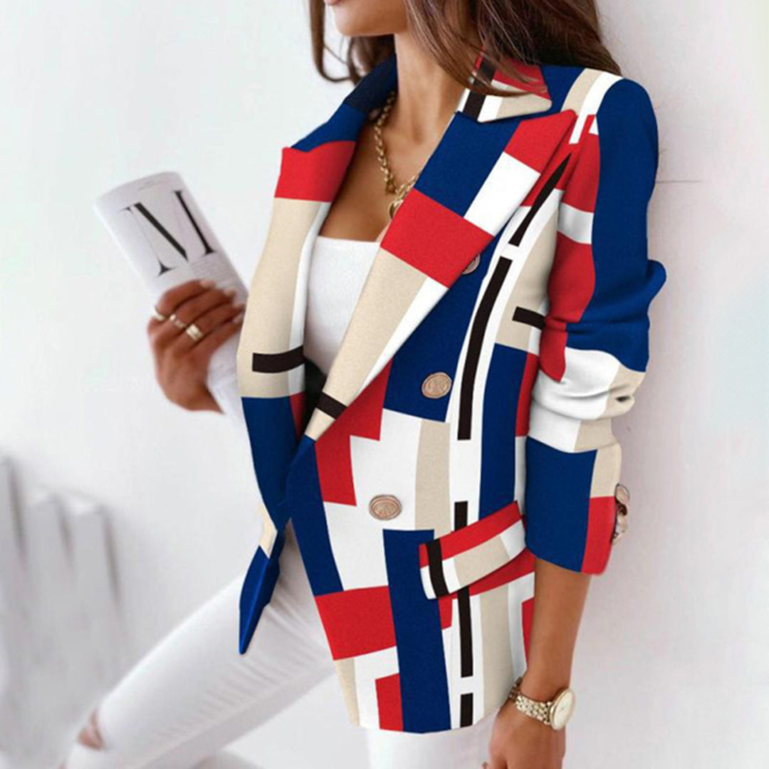 Checkered Blazer, Tailored Fit for Women | Elegant | Red