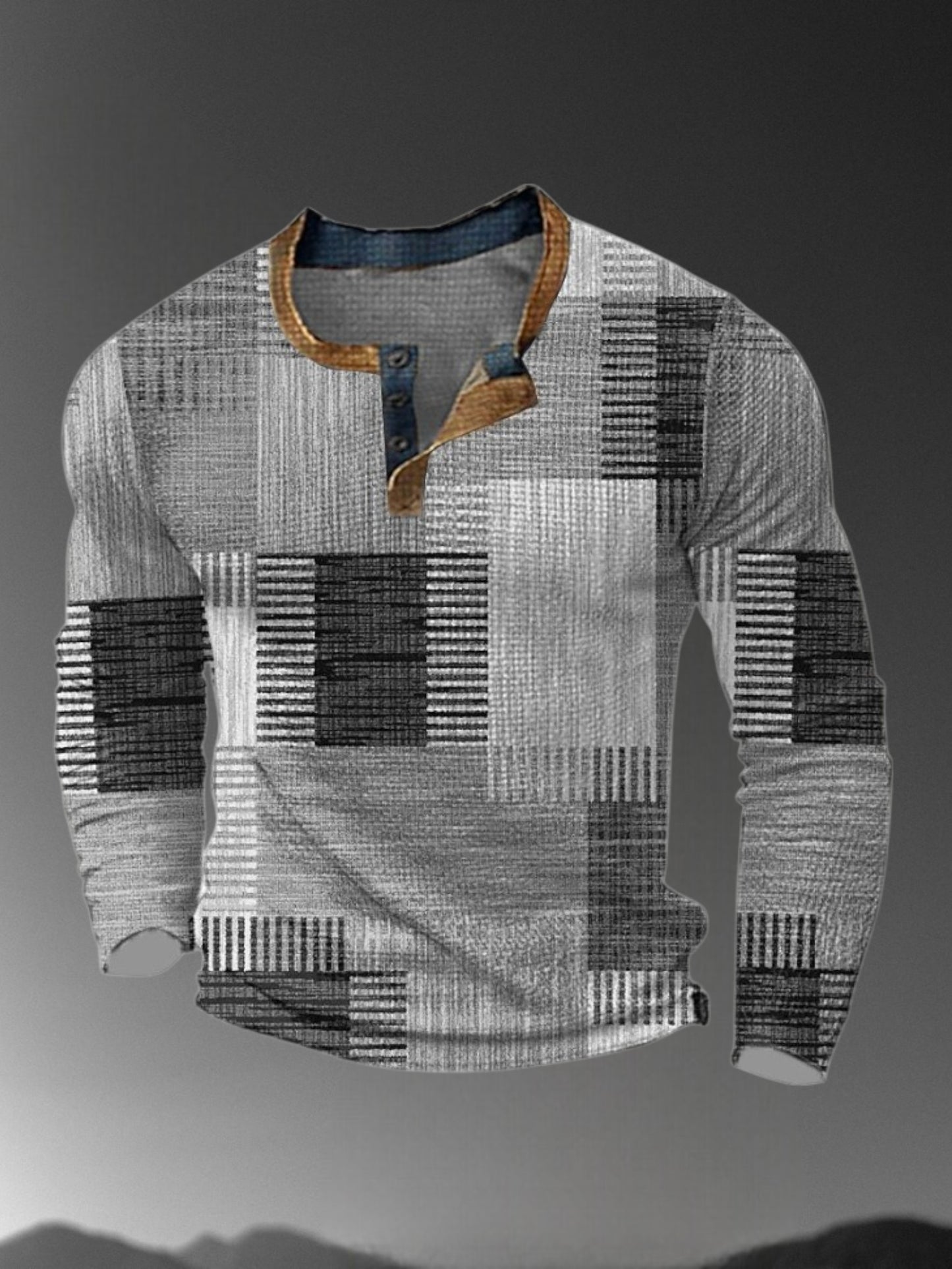 Chris | Stylish Patchwork Men's Shirt with Relaxed Fit and Long Sleeves | Gray