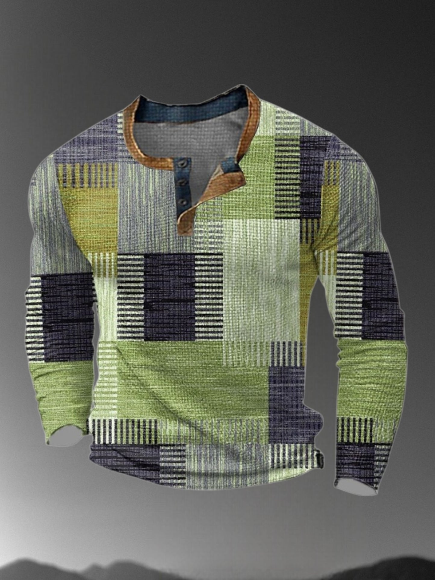 Chris | Stylish Patchwork Men's Shirt with Relaxed Fit and Long Sleeves | Green