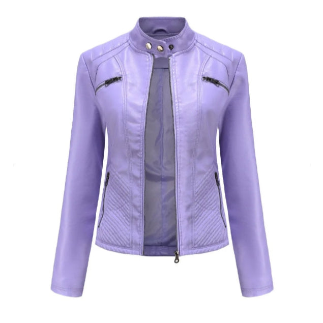 Classic Leather Jacket for Women | Timeless Fit | Purple