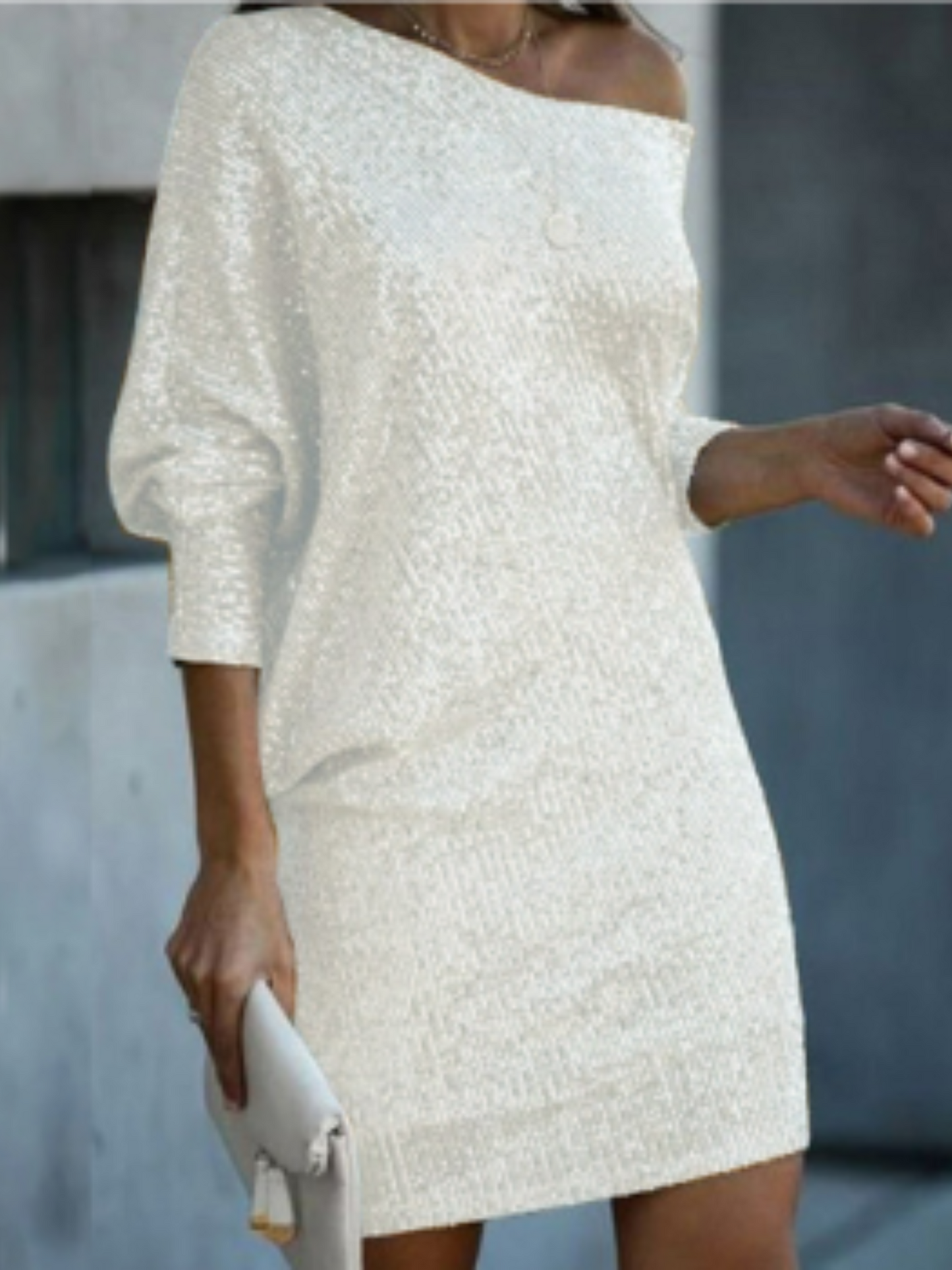 Cocktail Dresses | Contrasting Sequins | White