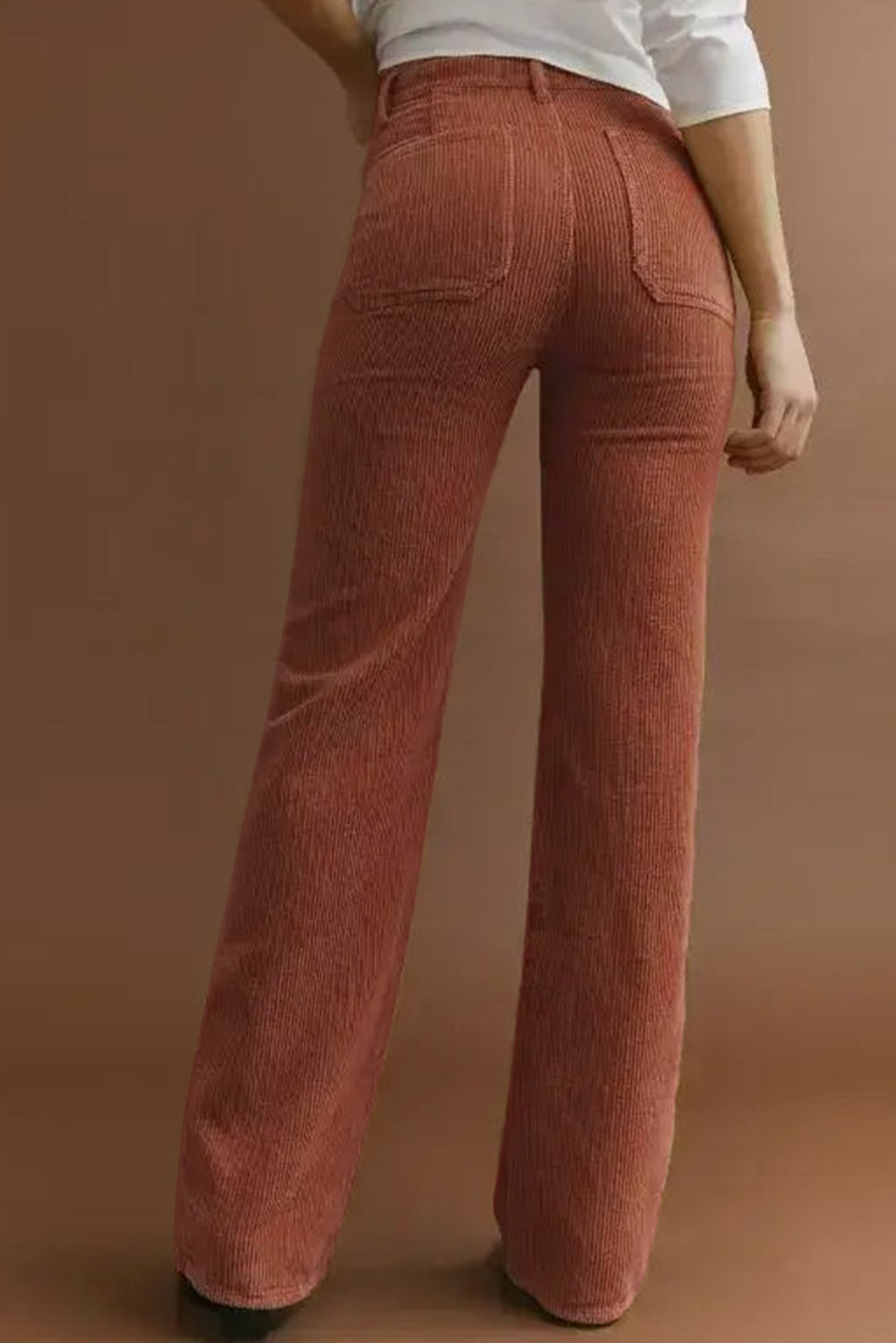 Corduroy Trousers for Women| High Waist, Relaxed Fit | Brown1