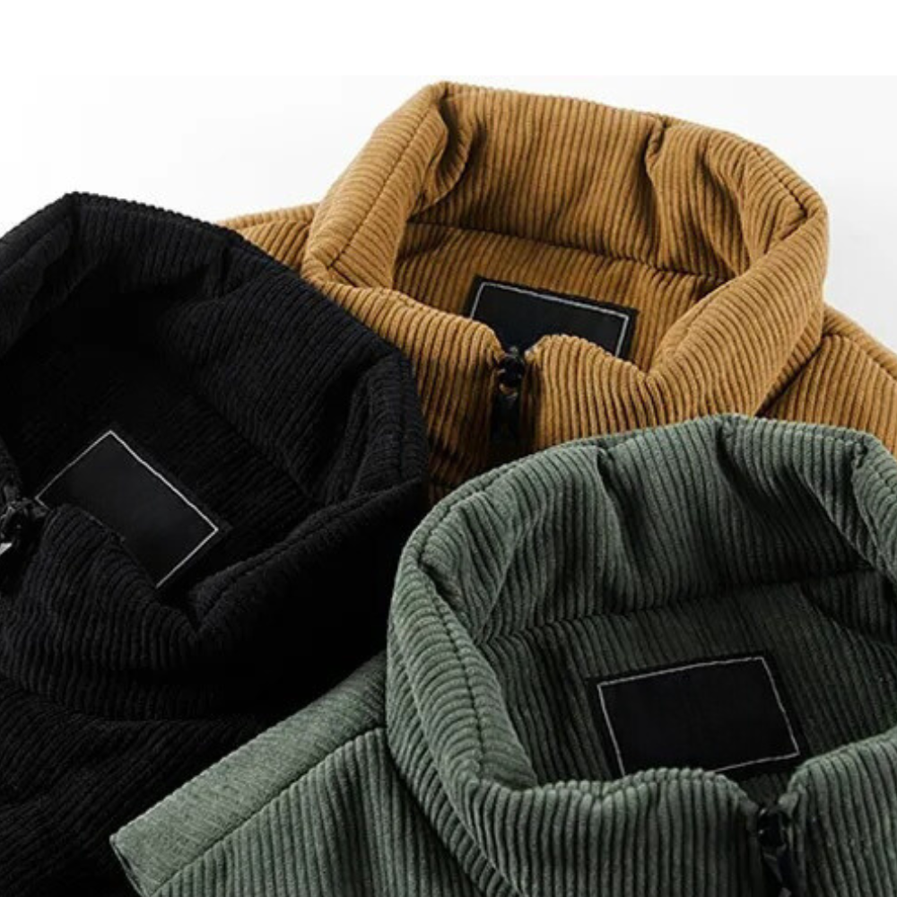 Corduroy Winter Vest for Men | Slim Fit | Black1