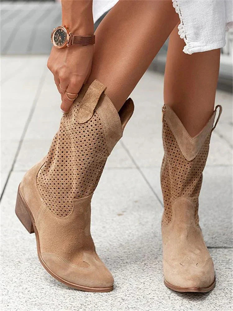 Cowboy Boots for Women | Breathable with Zipper | Brown