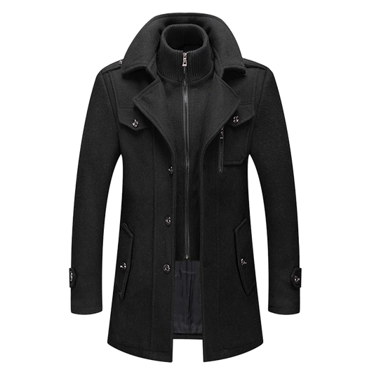 Double Closure Coat for Men | Regular Fit | Black