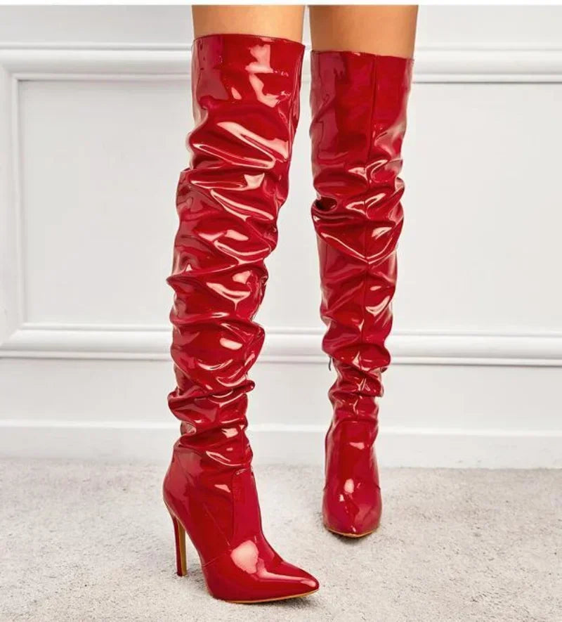 Elegant Black Over the Knee Stiletto Boots for Women with Pointed Toes 3