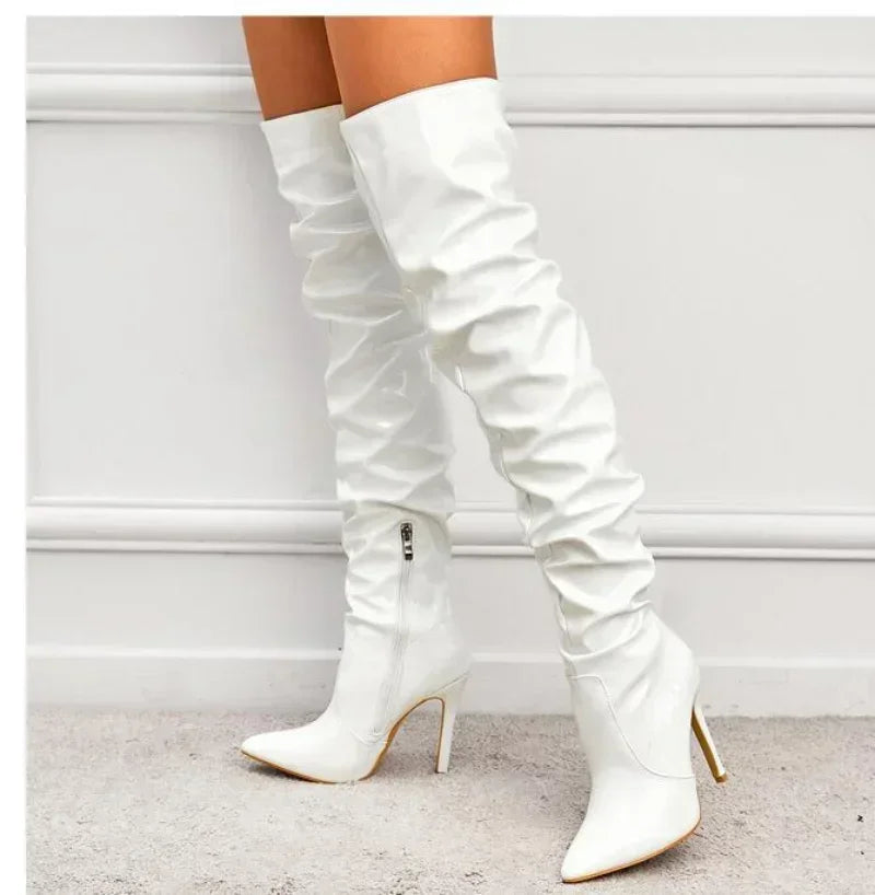Elegant Black Over the Knee Stiletto Boots for Women with Pointed Toes 4