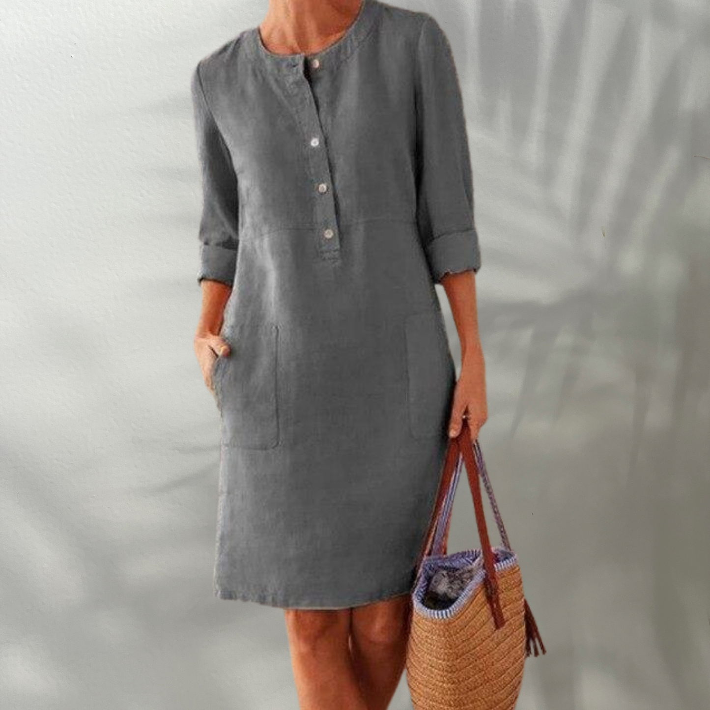 Elegant Women's Lightweight Breathable Summer Dress with Flowy Silhouette | Darkgray