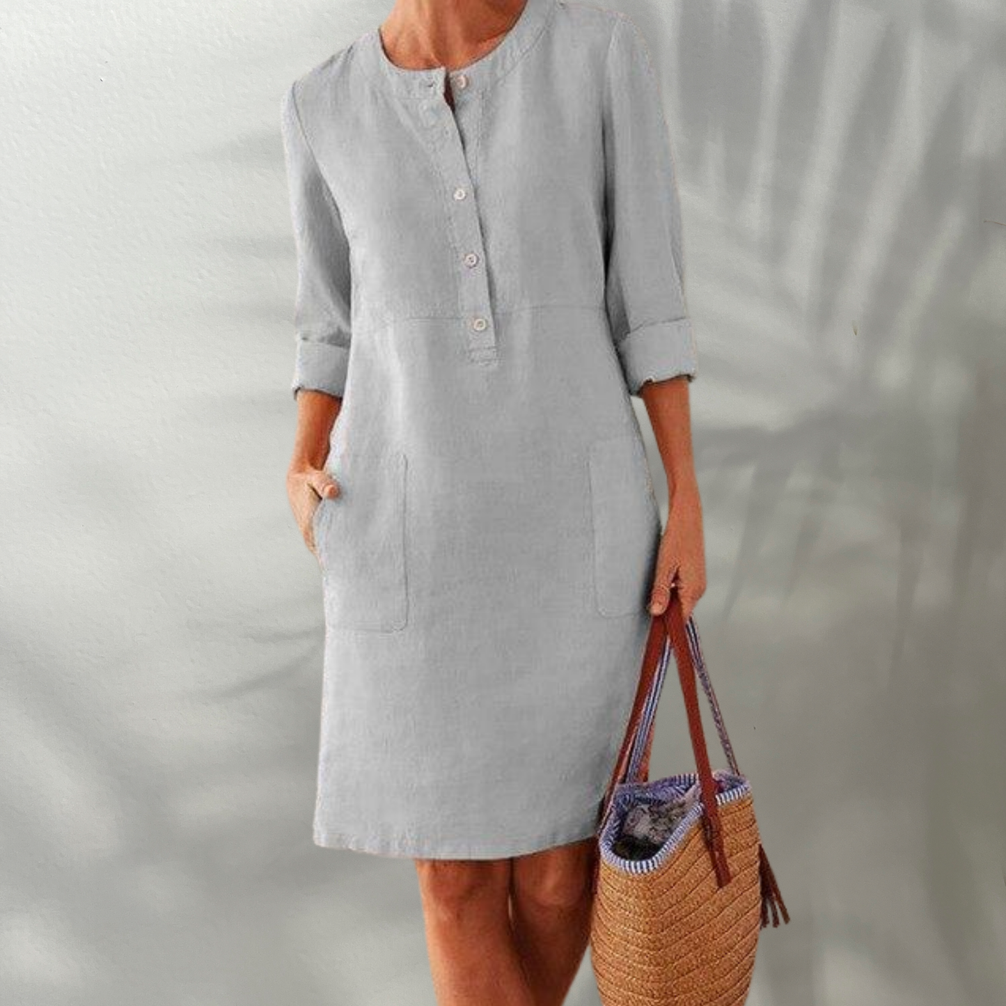 Elegant Women's Lightweight Breathable Summer Dress with Flowy Silhouette | Gray