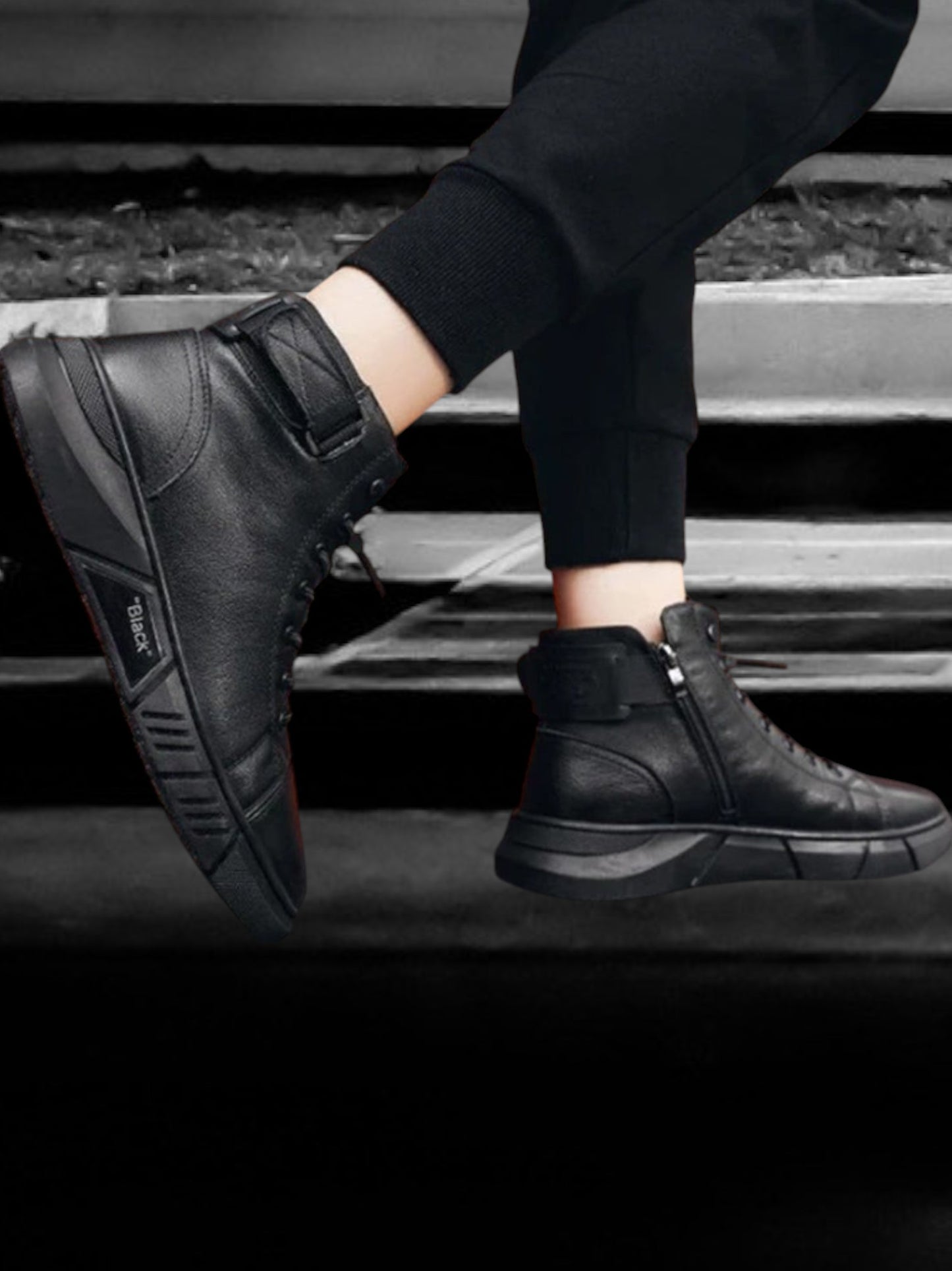Emman | Stylish Black Leather Loafers with Soft Sole and Durable Rubber Outsole | Black 5