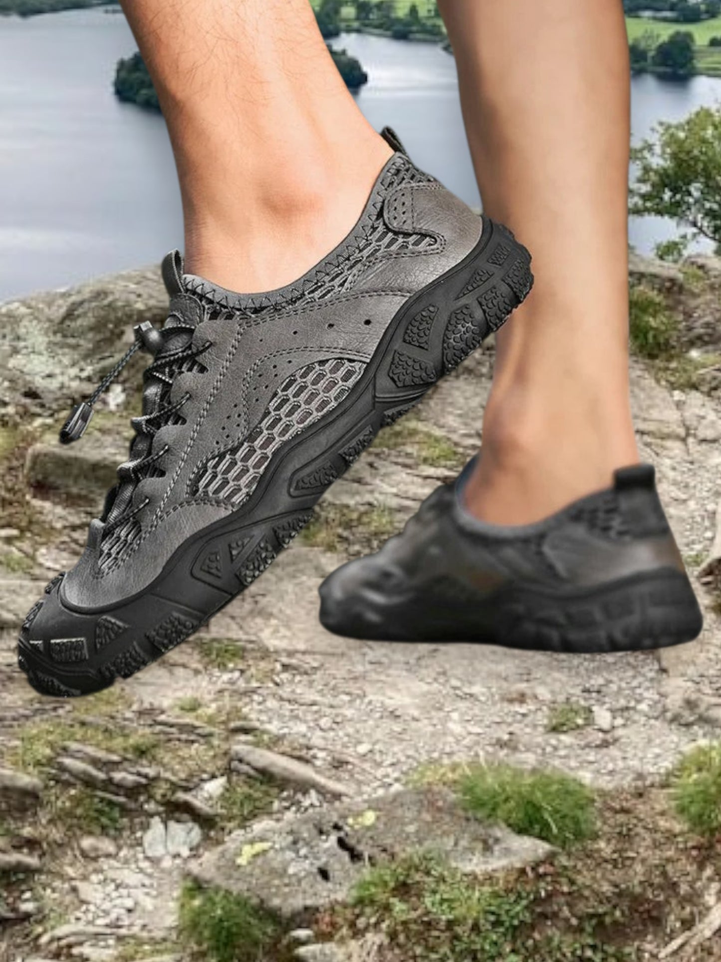 Ewald | Men's All-Terrain Sneakers with Breathable Mesh, Adjustable Fit, and Non-Slip Sole | Gray 2