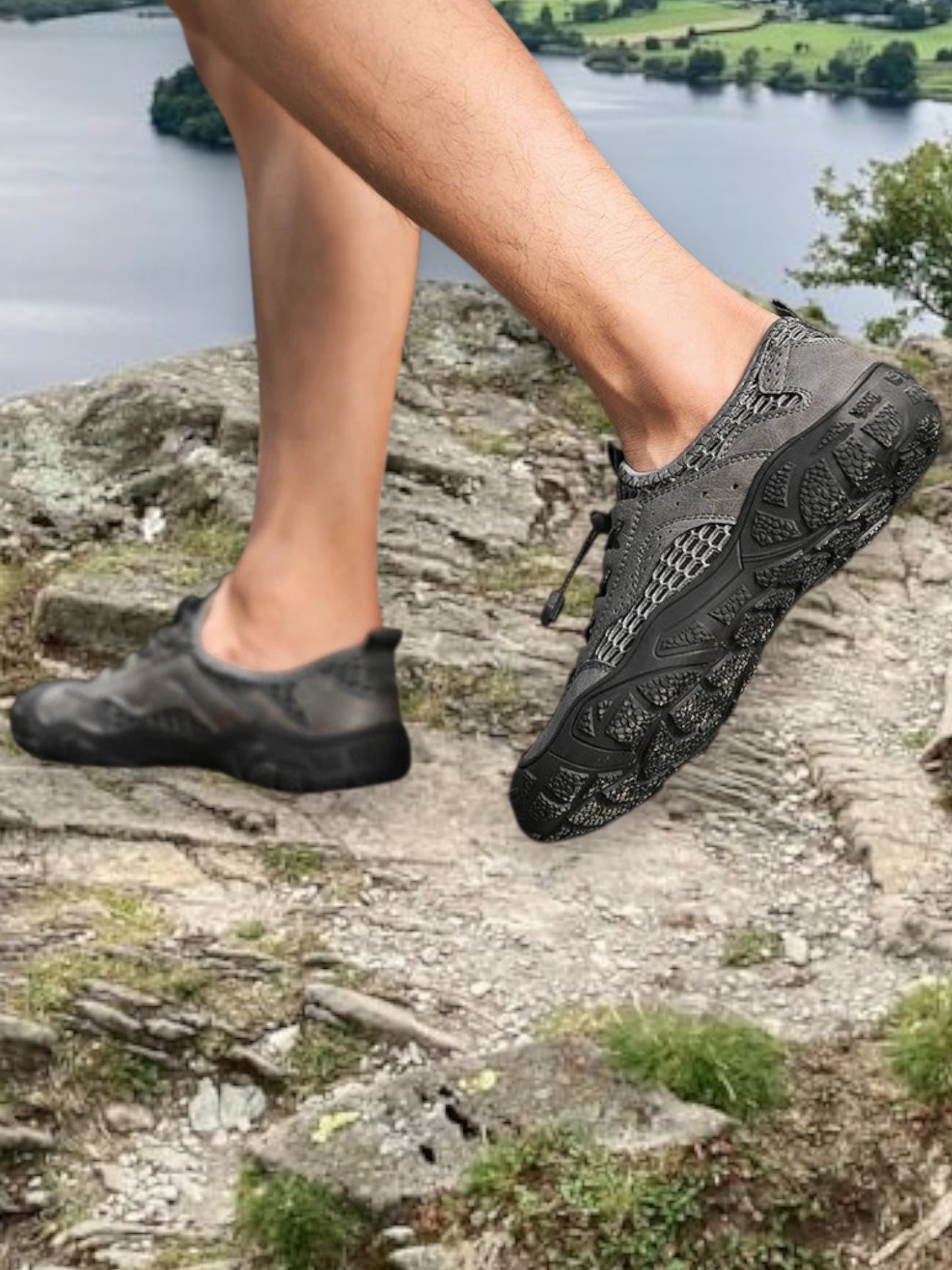 Ewald | Men's All-Terrain Sneakers with Breathable Mesh, Adjustable Fit, and Non-Slip Sole | Gray 3