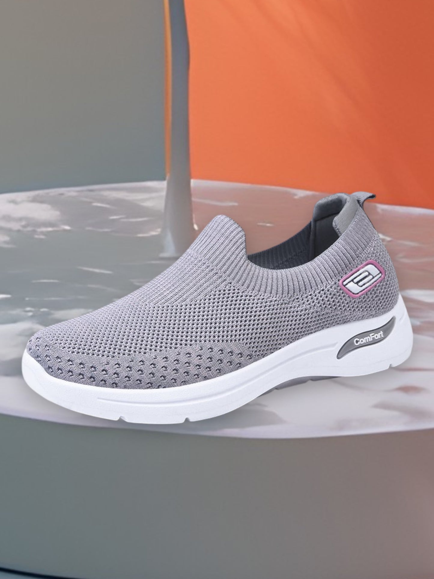 Famke | Orthopedic Cushion Sneakers with Arch Support and Breathable Mesh for Comfortable Fit | Gray