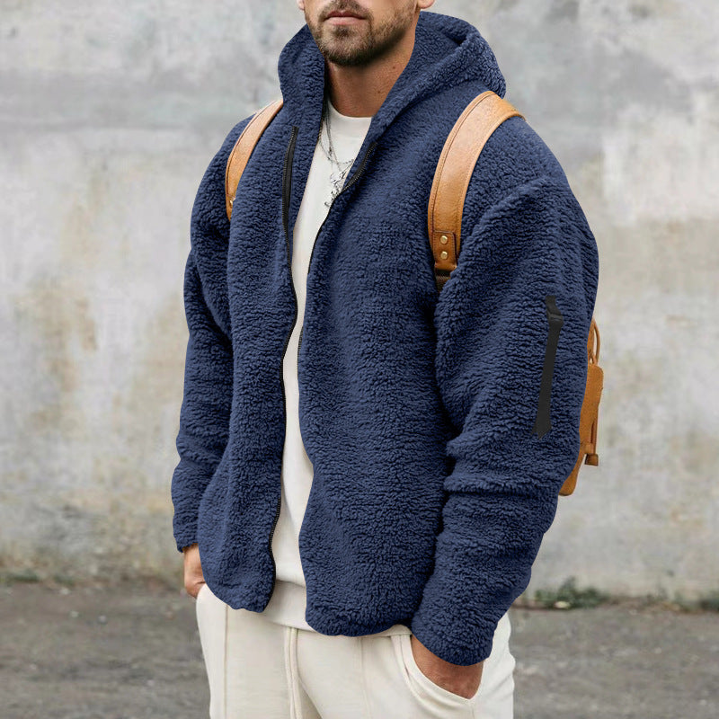 Fleece Jacket for Men | Lightweight, Zippered Pockets | Navy Blue