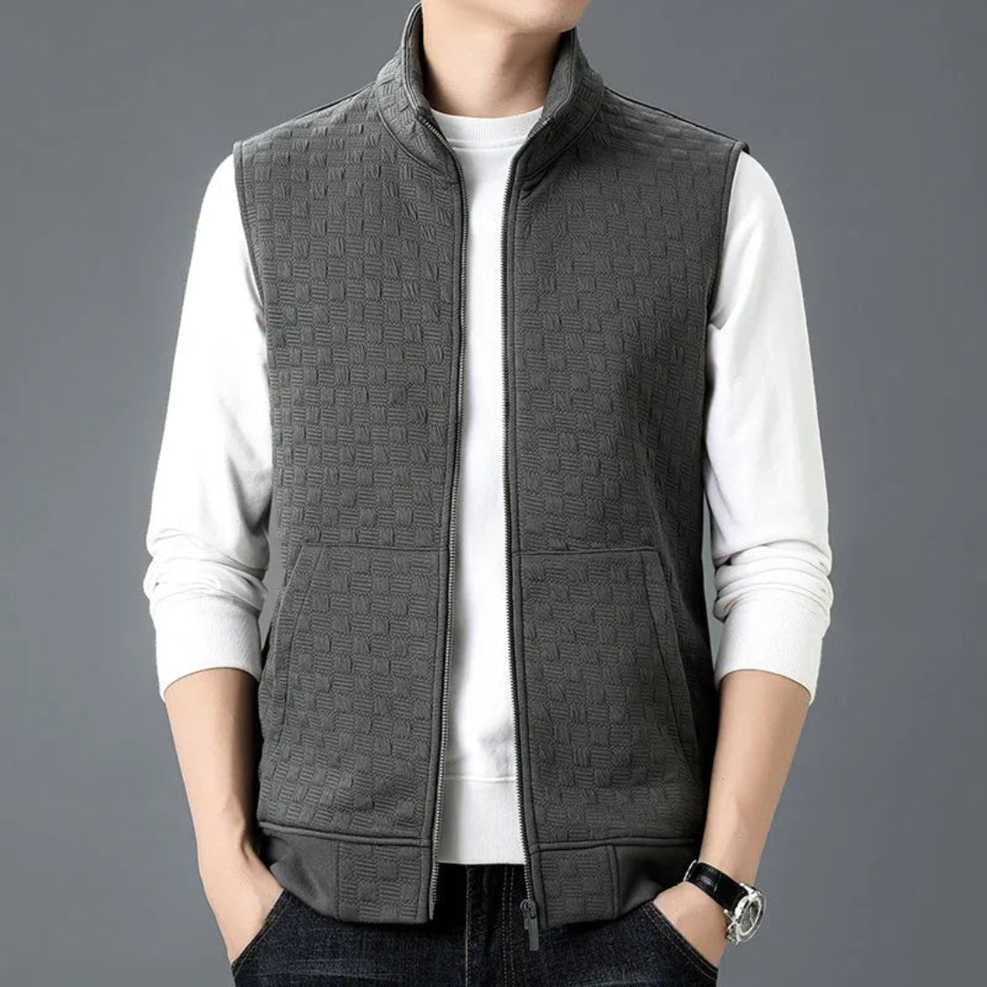 Fleece Vest for Men & Women | Textured Knit | Gray