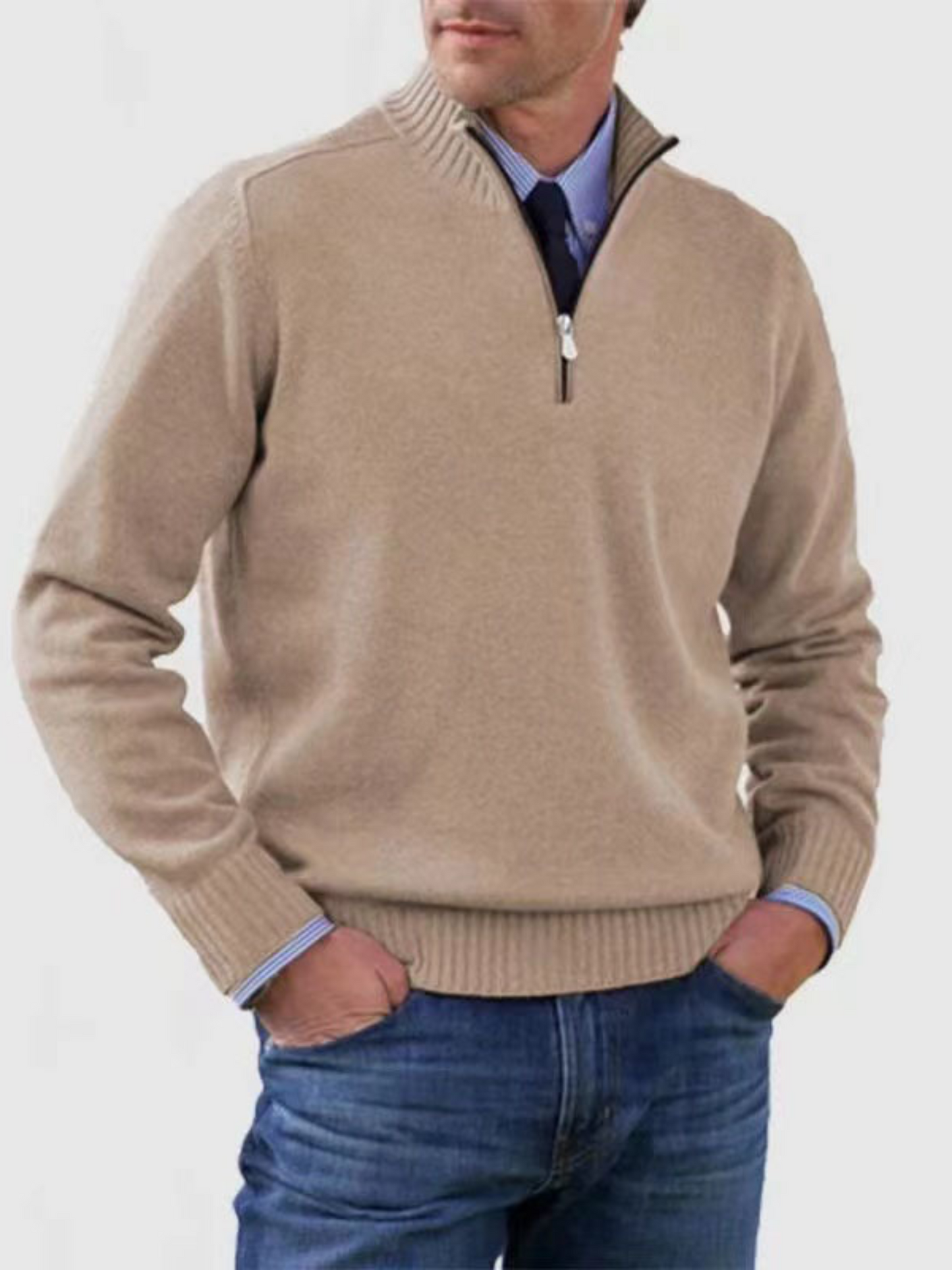 Half-Zip Sweater for Men | Modern Fit | Beige