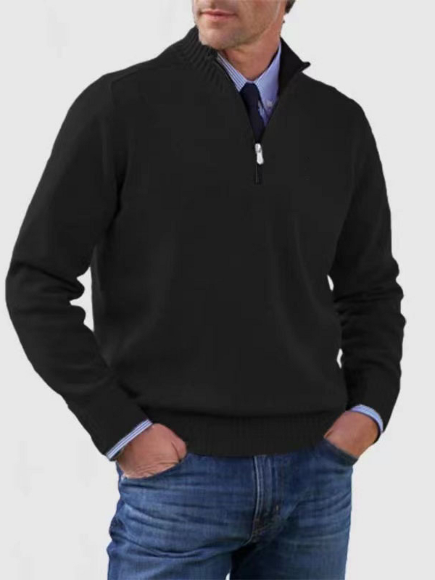 Half-Zip Sweater for Men | Modern Fit | Black
