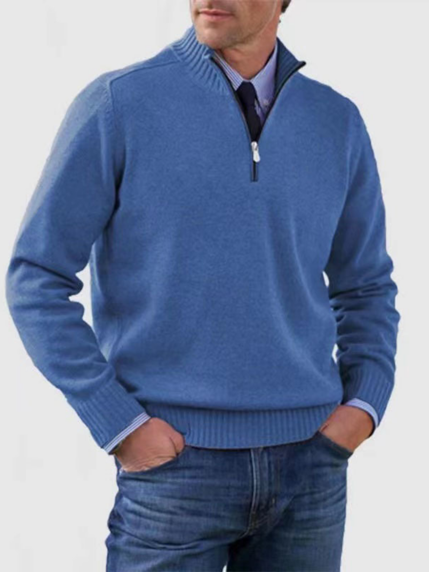 Half-Zip Sweater for Men | Modern Fit | Blue
