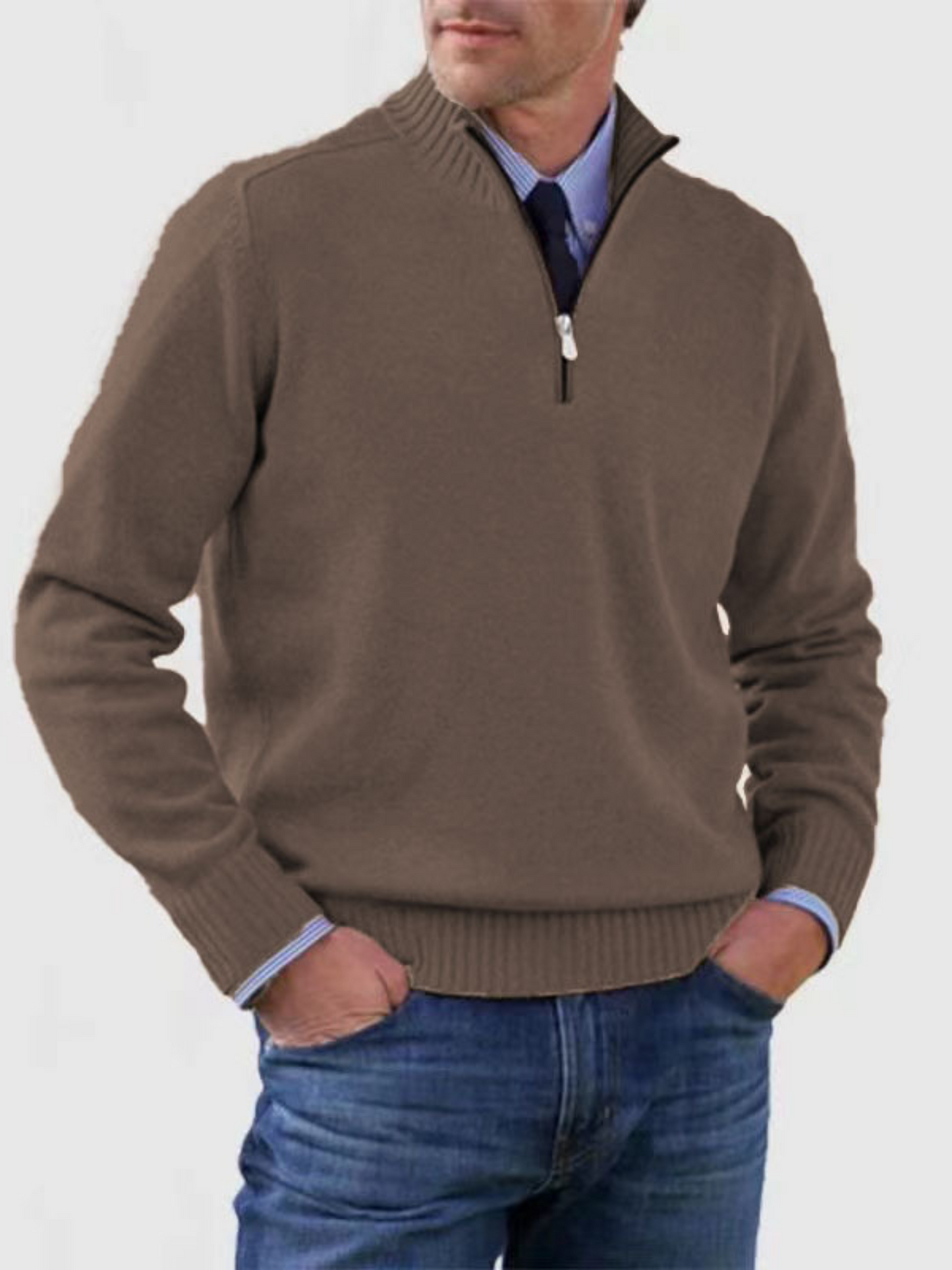 Half-Zip Sweater for Men | Modern Fit | Brown