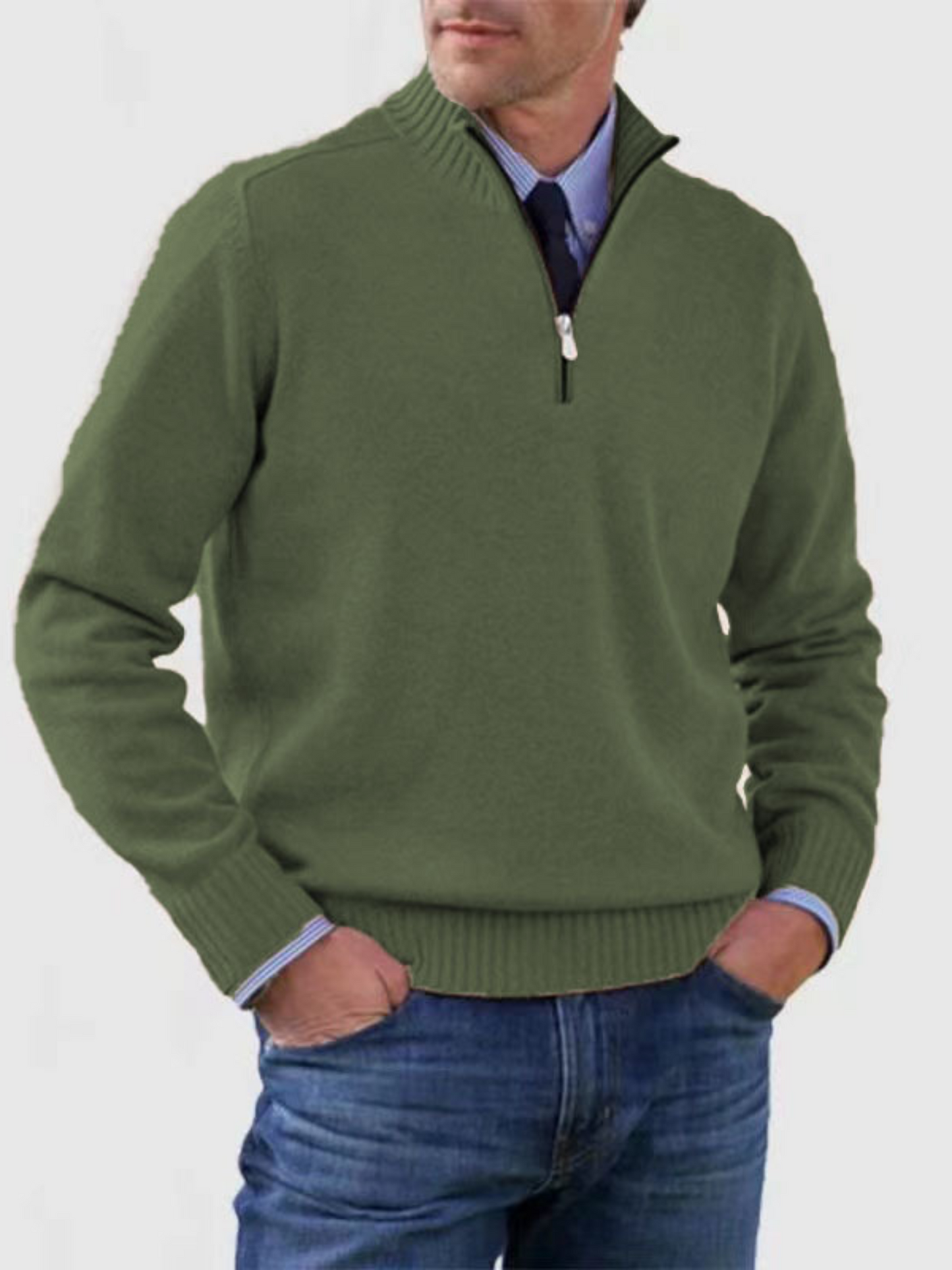 Half-Zip Sweater for Men | Modern Fit | Dark Green