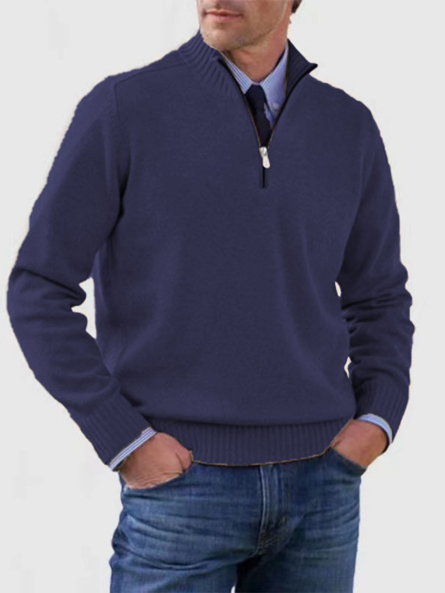 Half-Zip Sweater for Men | Modern Fit | Navy Blue
