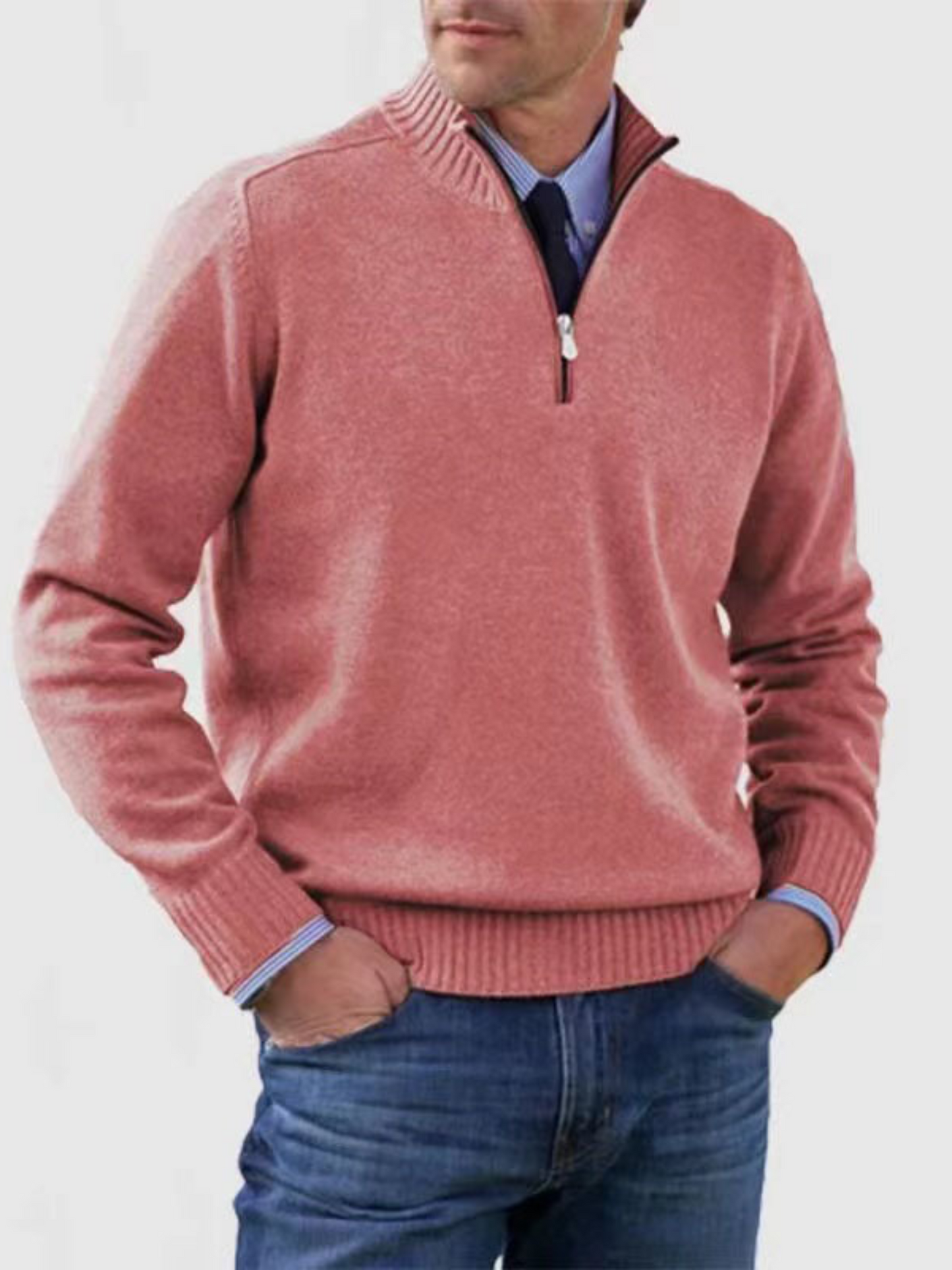 Half-Zip Sweater for Men | Modern Fit | Pink