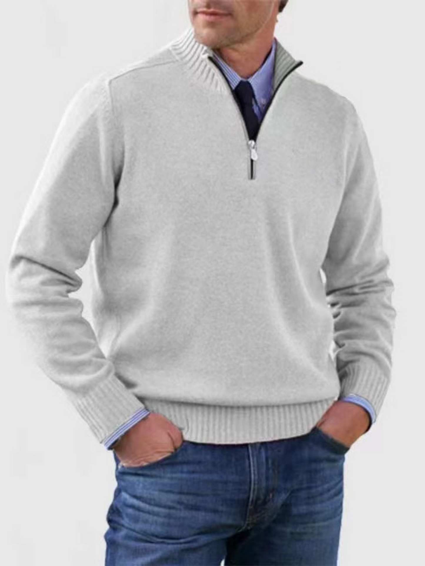 Half-Zip Sweater for Men | Modern Fit | White