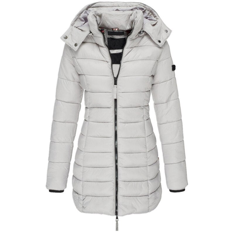 Hooded Down Jacket for Women | Lightweight | Winter | Gray