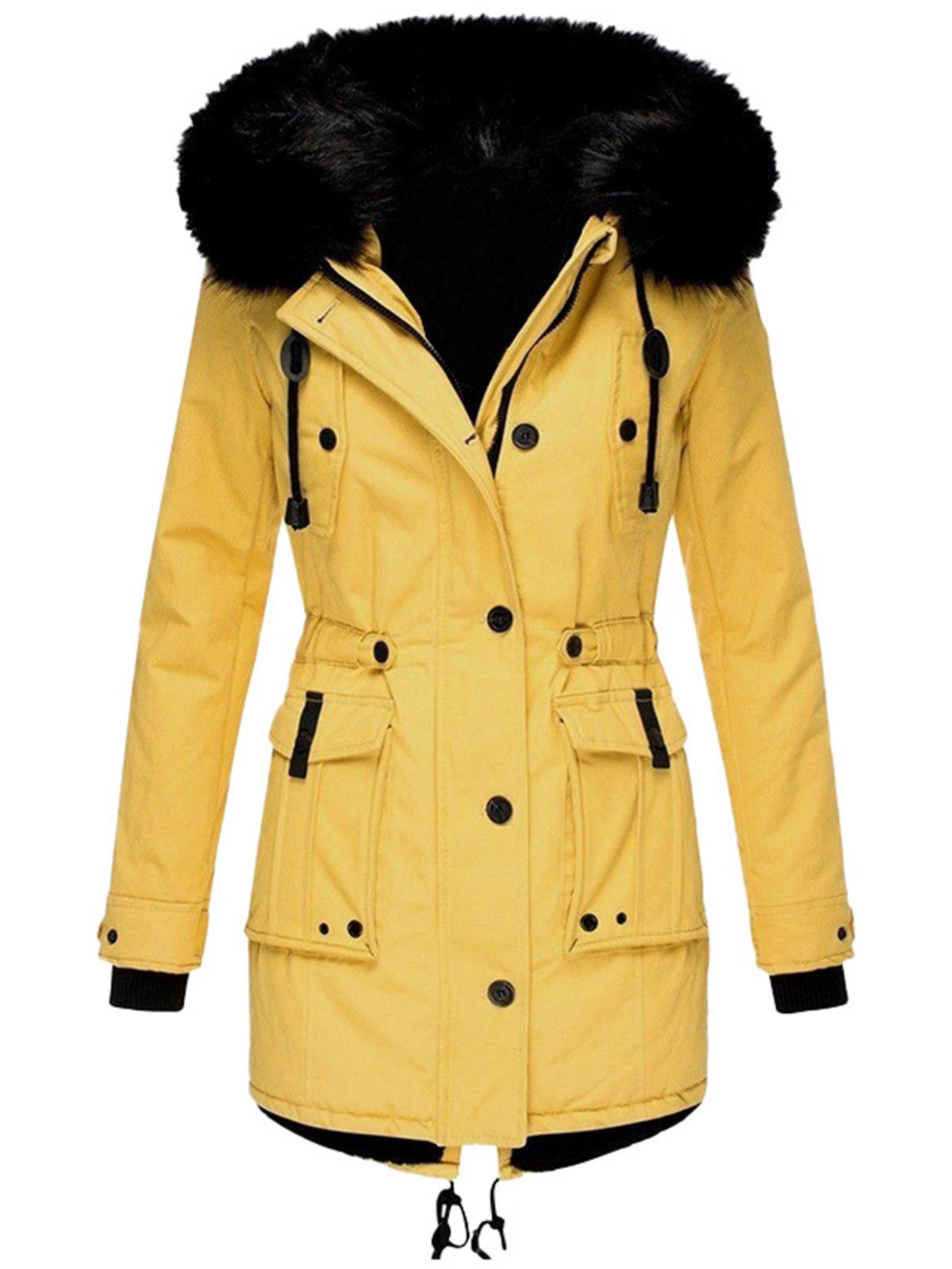 Hooded Parka Jacket for Women | Winter | Light Yellow