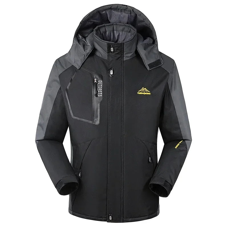 Hooded Ski Jacket for Men | Water-Resistant | Winter | Black