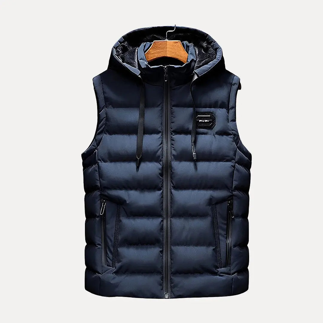 Hooded Vest for Men & Women | Hip-Length, Zipper Closure | Blue