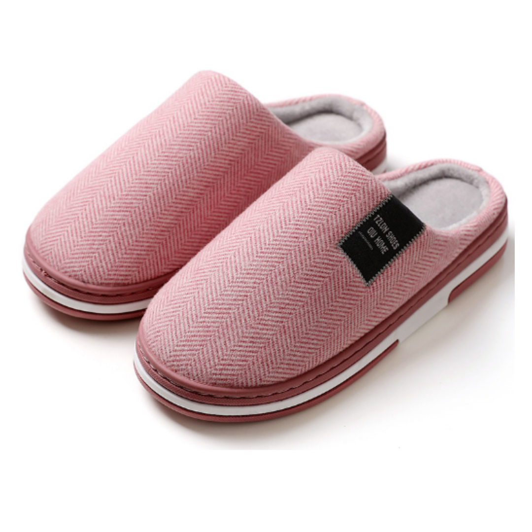 House Slippers for Men | Plush Slip-On Comfort | Pink