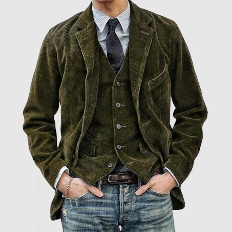 Jacket and Vest Set for Men | Tailored Fit | Olive Green