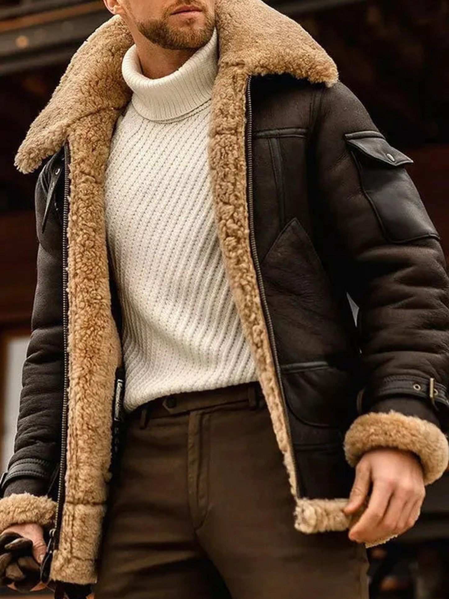 Leather Jacket for Men, Regular Fit | Winter | Coffee
